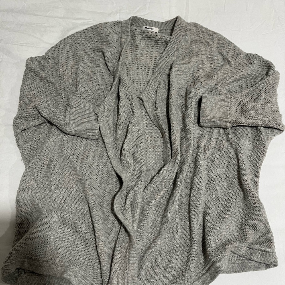 Gray Open-Front Cardigan